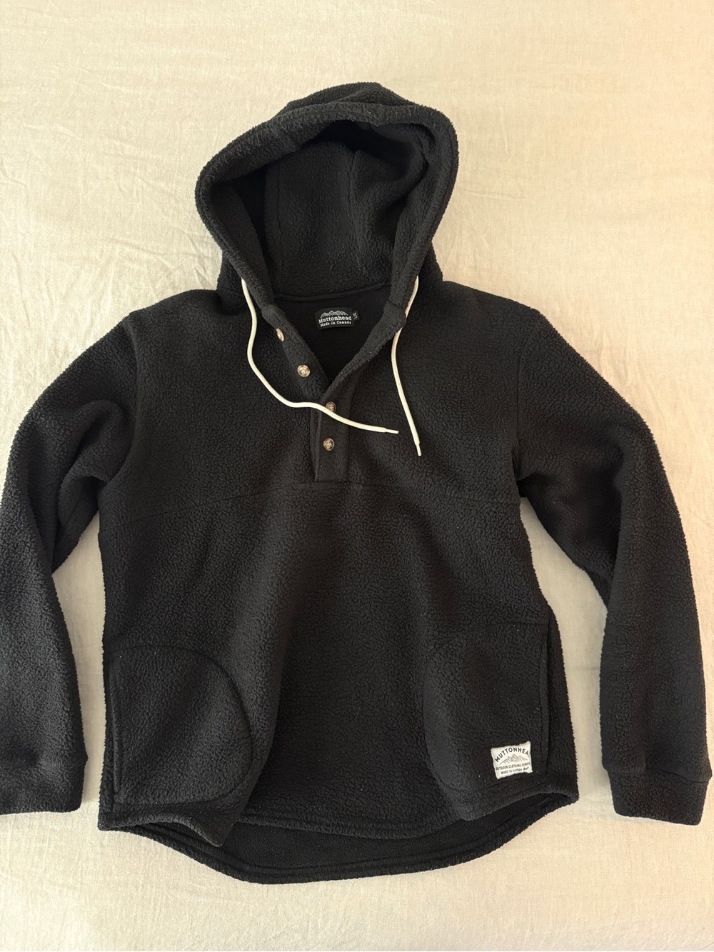 Men's Black Hooded Fleece Pullover - Casual Cozy Layer